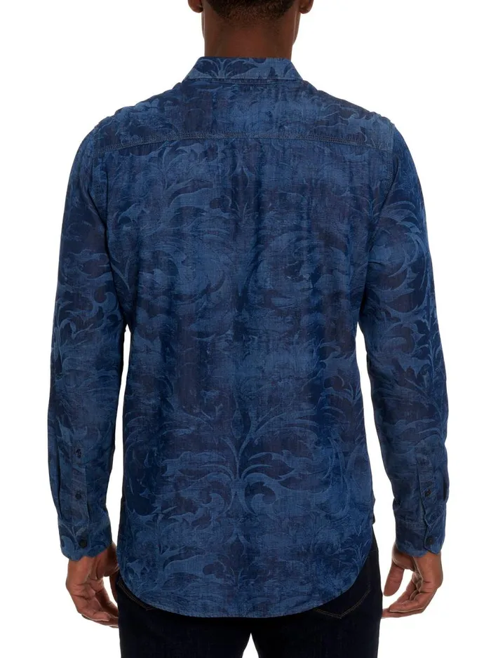 Men Robert Graham Button Down Shirts SCORPIO LONG SLEEVE BUTTON DOWN SHIRT NAVY
