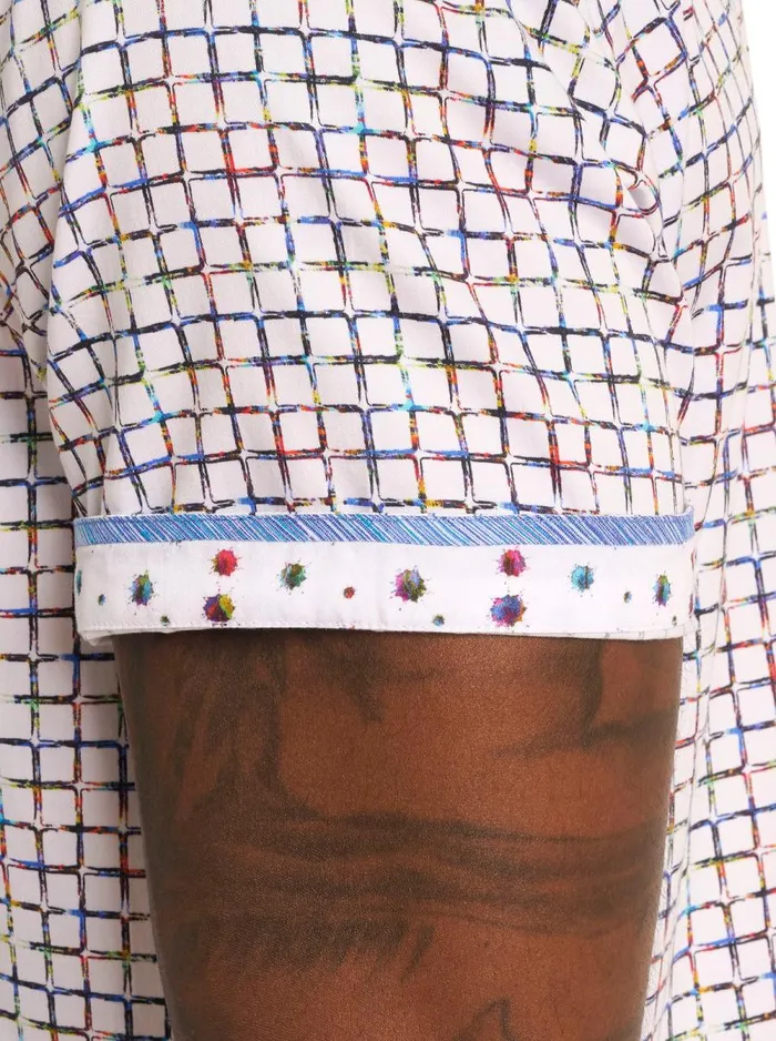 Men Robert Graham Button Down Shirts THE SHOCKER SHORT SLEEVE BUTTON DOWN SHIRT MULTI