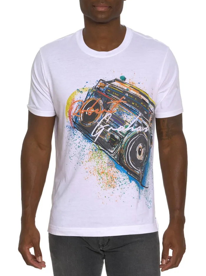 Men Robert Graham Polos and TShirts BOOM BOX SPLASH GRAPHIC TSHIRT WHITE