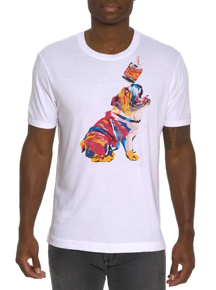 Men Robert Graham Polos and TShirts WHISKEY DOG TSHIRT WHITE