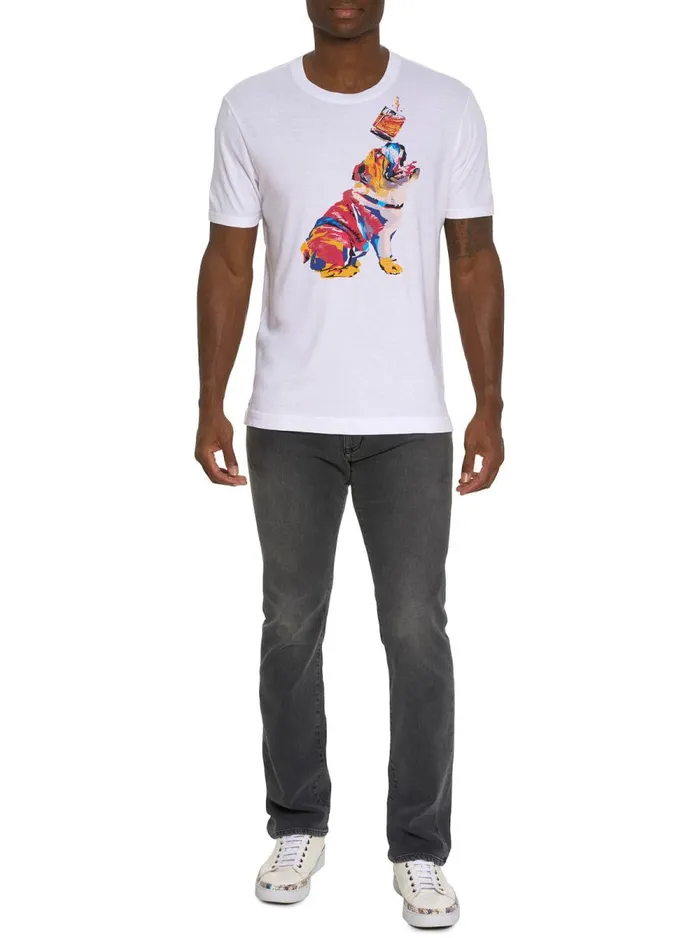 Men Robert Graham Polos and TShirts WHISKEY DOG TSHIRT WHITE