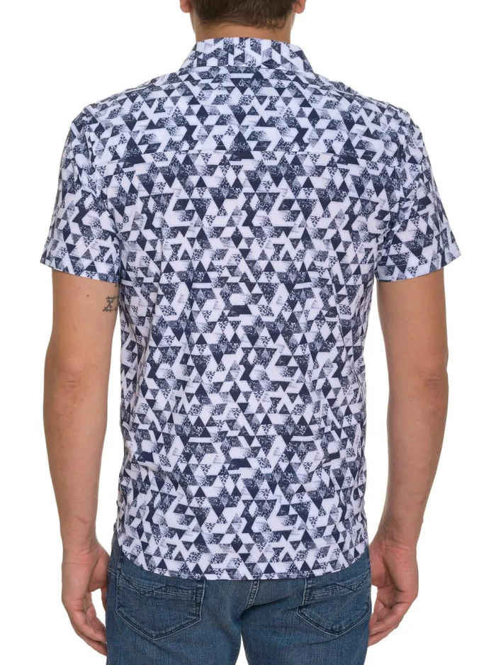 Men Robert Graham Short Sleeve Button Down Shirts STAMOS PERFORMANCE SHORT SLEEVE KNIT SHIRT WHITE