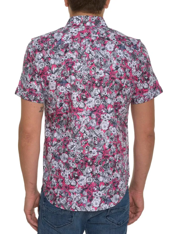 Men Robert Graham Short Sleeve Button Down Shirts THE PALAZA SHORT SLEEVE BUTTON DOWN SHIRT MAGENTA
