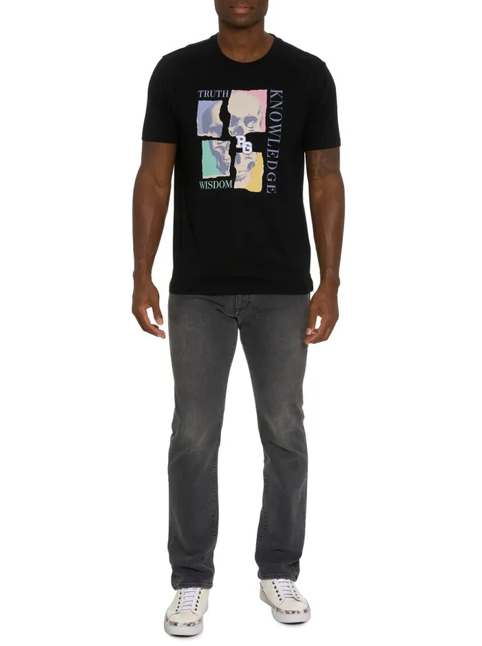 Men Robert Graham Sweaters and Knits RG KWT SKULL GRAPHIC TSHIRT BLACK