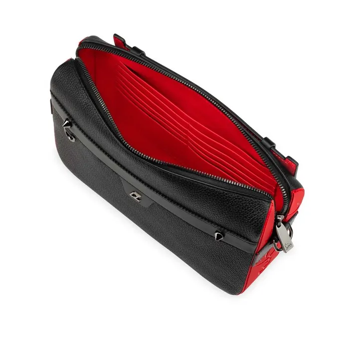 Men Ruisbuddy Messenger Bag 8211 Grained Calf Leather And Rubber 8211 Black Black Christian Louboutin Crossbody Bags