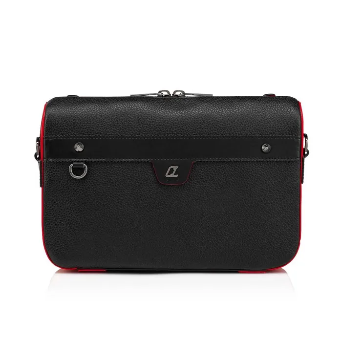 Men Ruisbuddy Messenger Bag 8211 Grained Calf Leather And Rubber 8211 Black Black Christian Louboutin Crossbody Bags