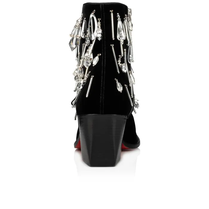 Men Save The Pampilla 70 Mm Boots 8211 Velvet 8211 Black Black Christian Louboutin Ankle Boots