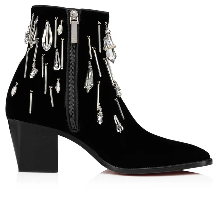 Men Save The Pampilla 70 Mm Boots 8211 Velvet 8211 Black Black Christian Louboutin Ankle Boots