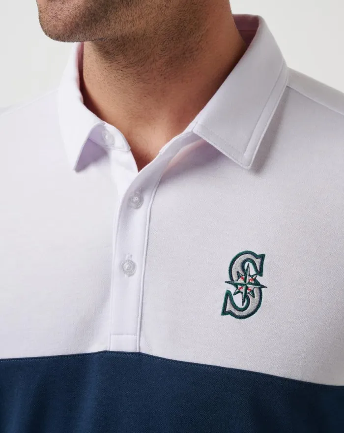 Men SEATTLE MARINERS HOME RUN LEADER POLO Whitenavy TravisMathew Polos