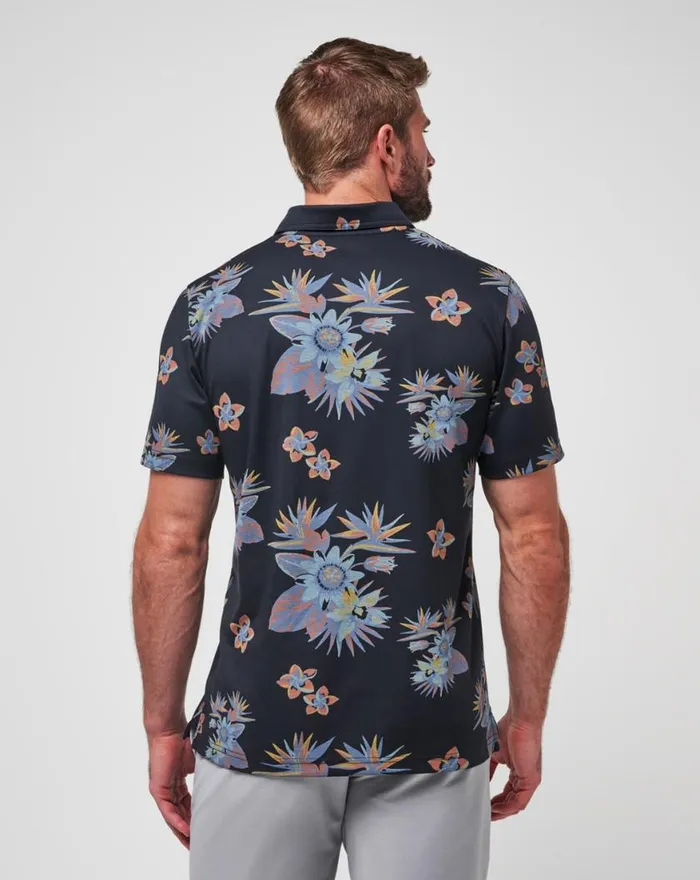 Men SECLUDED ISLAND POLO Black TravisMathew Polos