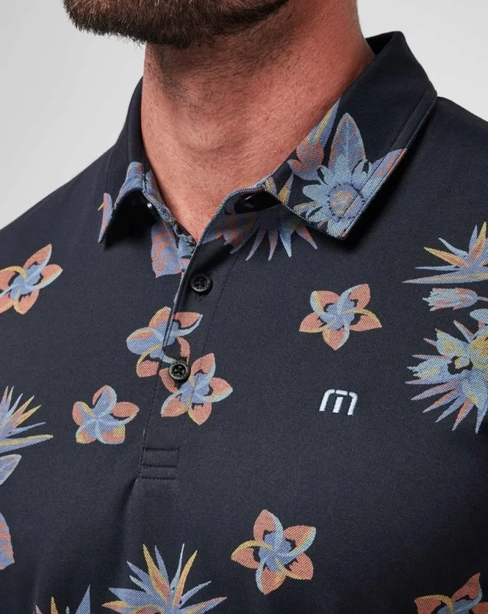 Men SECLUDED ISLAND POLO Black TravisMathew Polos