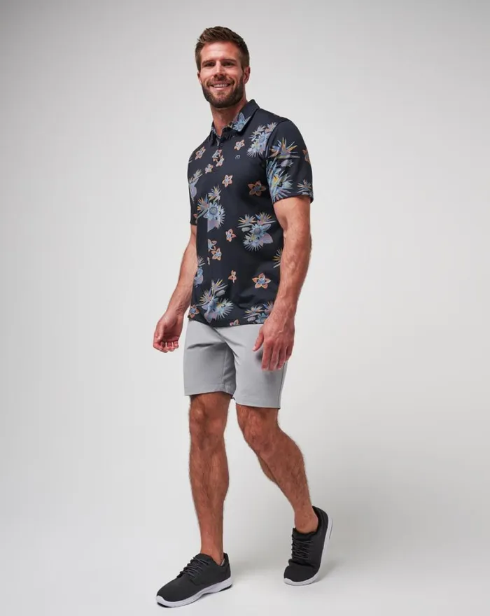 Men SECLUDED ISLAND POLO Black TravisMathew Polos