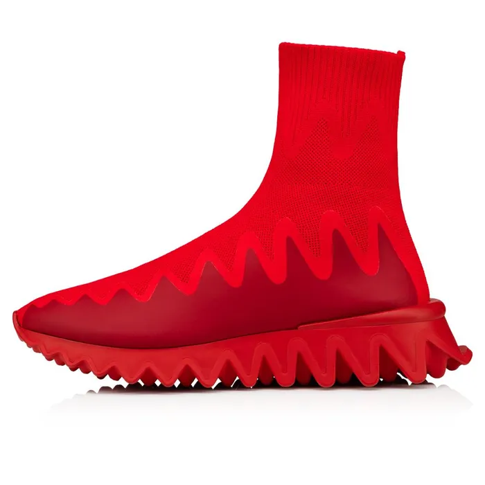 Men Sharky Sock Man Sneakers 8211 Mesh 8211 Loubi Red Christian Louboutin High Top Sneakers