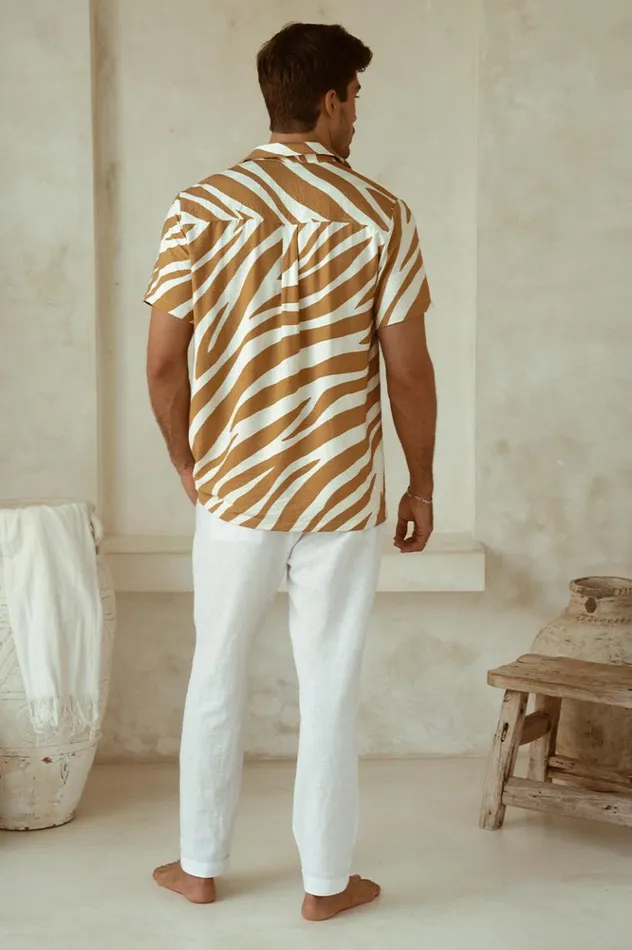 Men Shirts Runaway The Label ABE SHIRT Sand Zebra