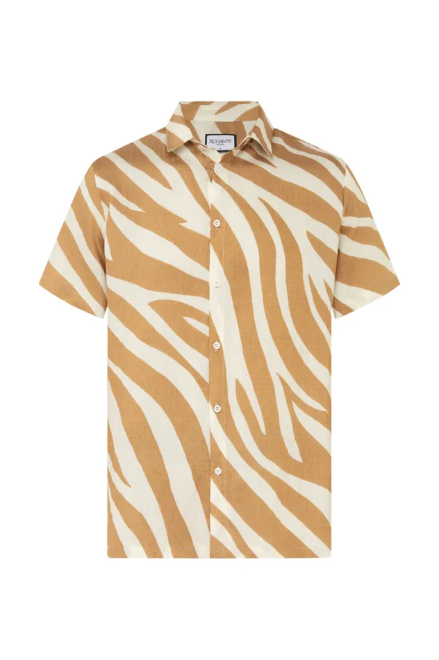 Men Shirts Runaway The Label ABE SHIRT Sand Zebra