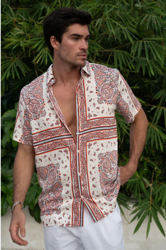 Men Shirts Runaway The Label BANDANA SHIRT Red
