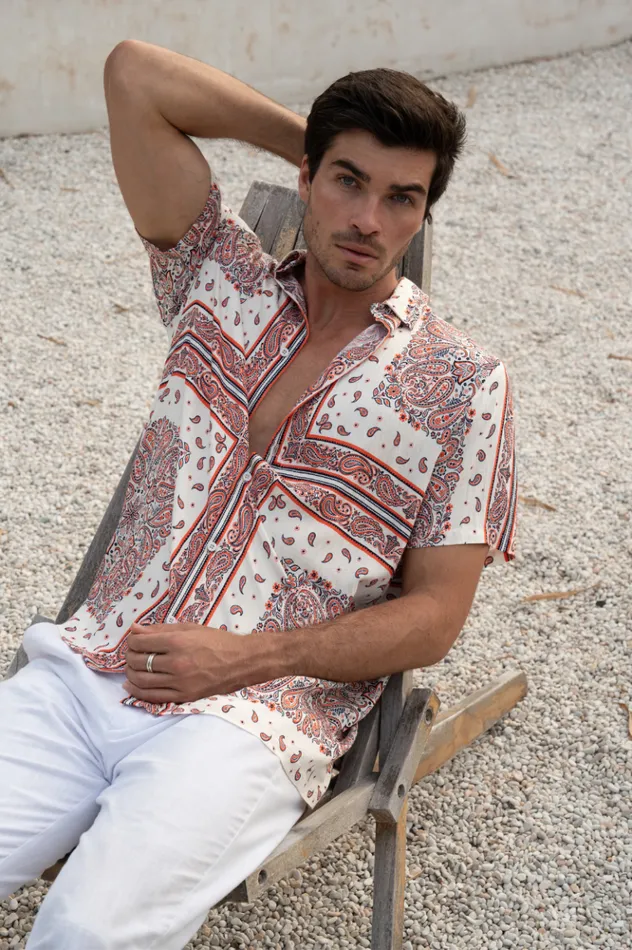 Men Shirts Runaway The Label BANDANA SHIRT Red