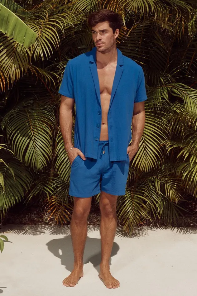 Men Shirts Runaway The Label POOLSIDE SHIRT Blue