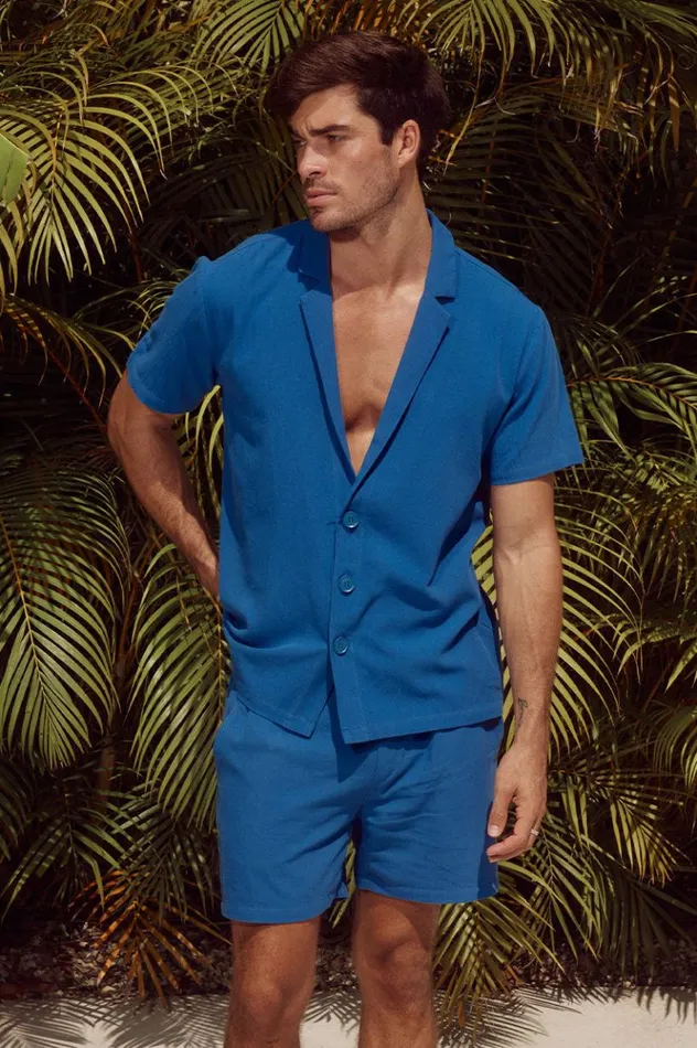 Men Shirts Runaway The Label POOLSIDE SHIRT Blue