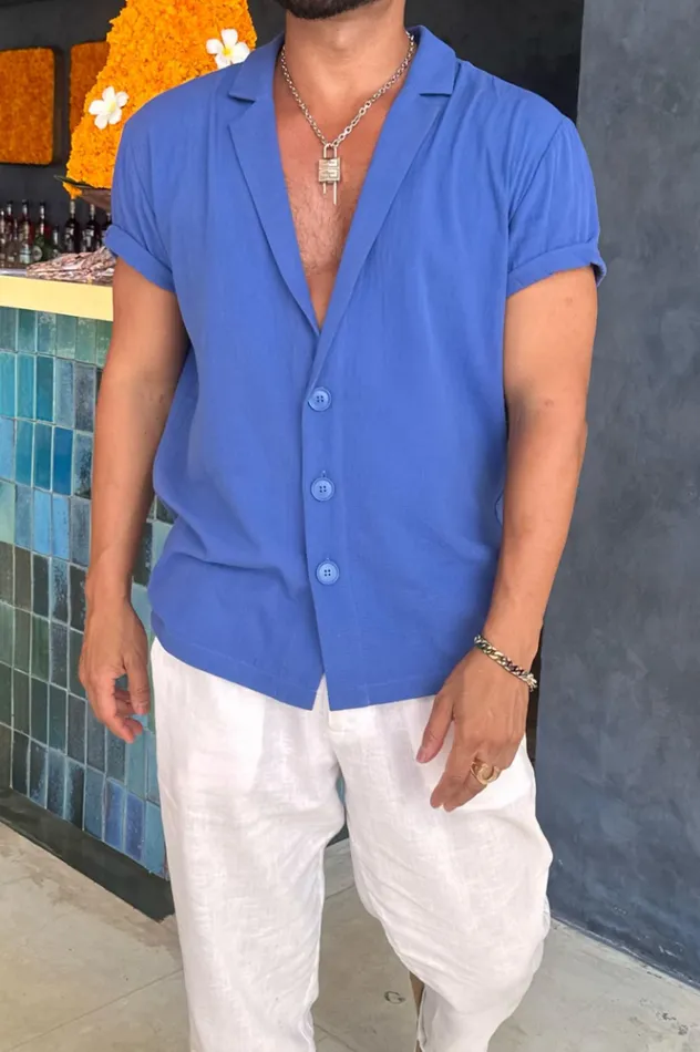 Men Shirts Runaway The Label POOLSIDE SHIRT Blue