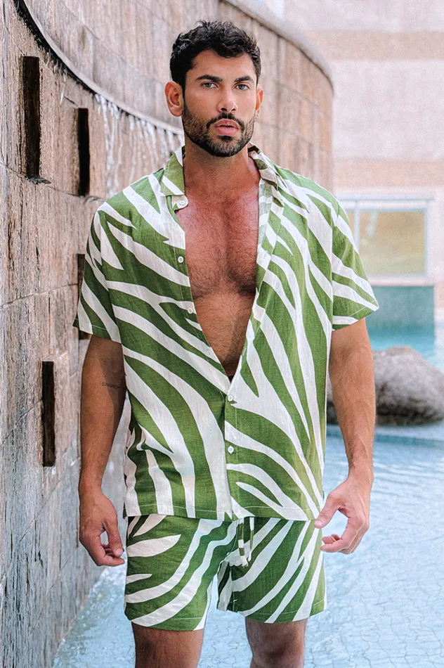 Men Shorts Runaway The Label ABE SHORT Khaki Zebra
