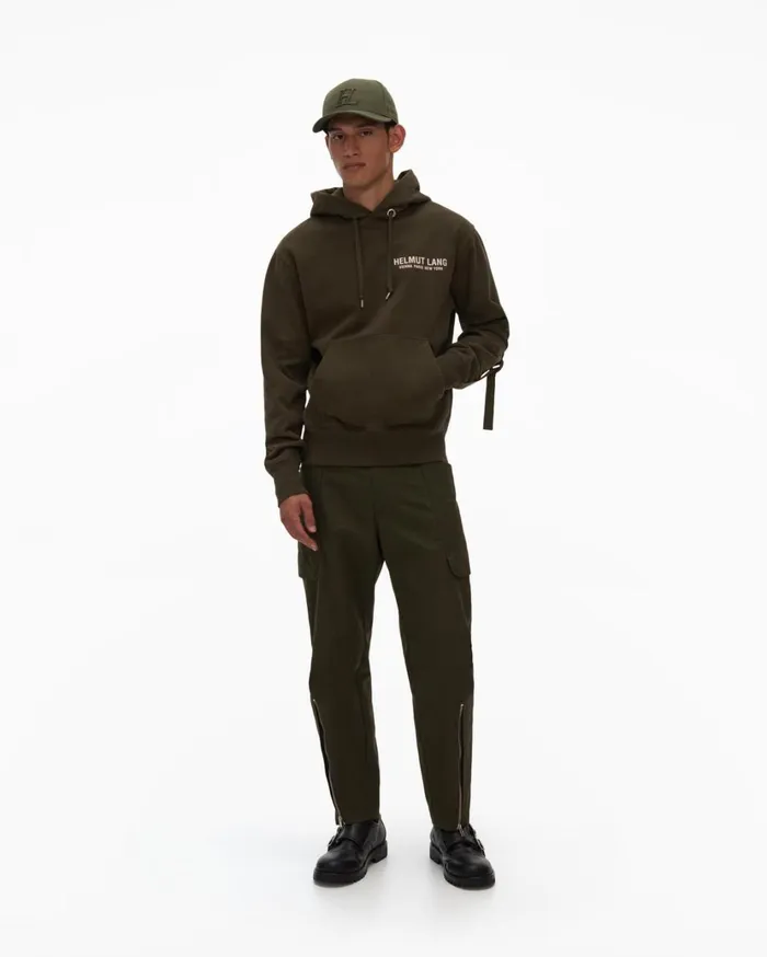 Men Sleeve Strap Hoodie Hunter Sage Helmut Lang Sweatshirts