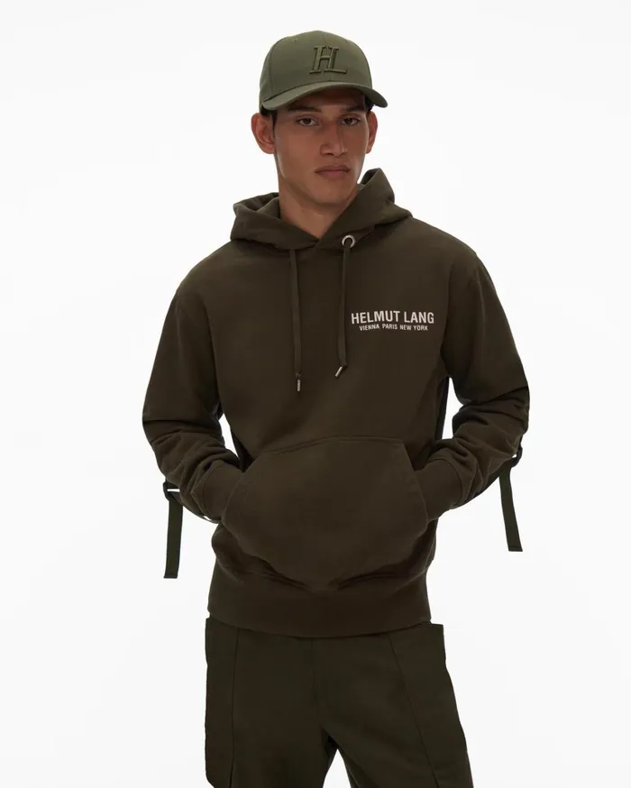 Men Sleeve Strap Hoodie Hunter Sage Helmut Lang Sweatshirts