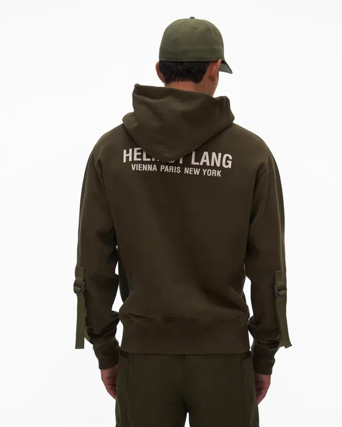 Men Sleeve Strap Hoodie Hunter Sage Helmut Lang Sweatshirts