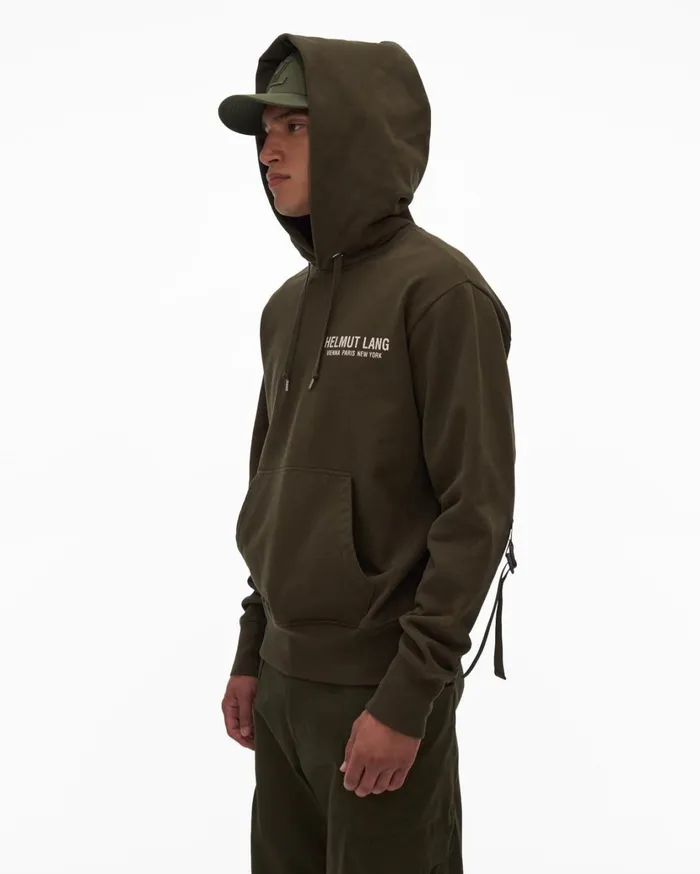 Men Sleeve Strap Hoodie Hunter Sage Helmut Lang Sweatshirts