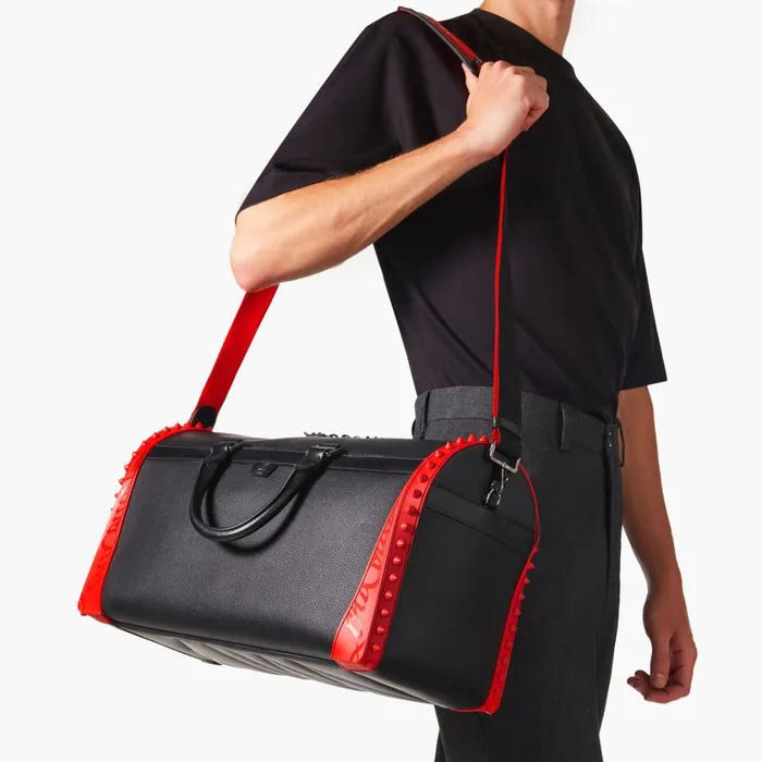 Men Sneakender Medium Travel Bag 8211 Grained Calf Leather And Rubber 8211 Black Black Christian Louboutin Travel Bags