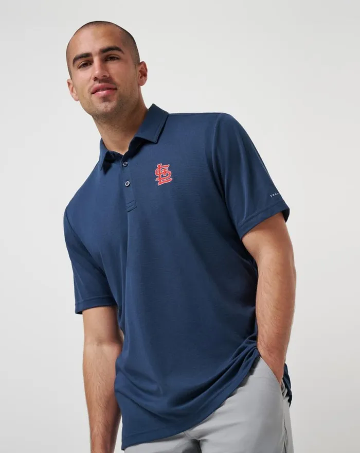 Men ST LOUIS CARDINALS PLAYOFF PITCH POLO Navy TravisMathew Polos