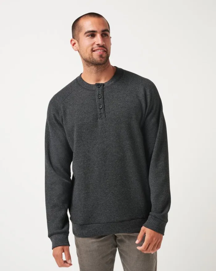 Men STORM BREW CLOUD WAFFLE HENLEY Heather Dark Grey TravisMathew Hoodies and Sweatshirts Men STORM BREW CLOUD WAFFLE HENLEY Heather Dark Grey TravisMathew Hoodies and Sweatshirts