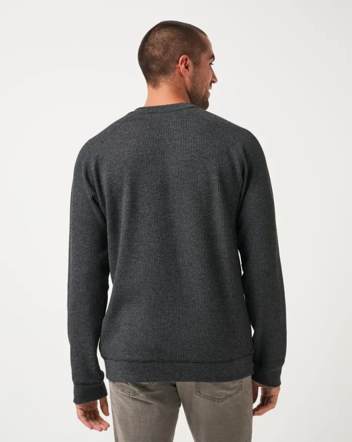 Men STORM BREW CLOUD WAFFLE HENLEY Heather Dark Grey TravisMathew Hoodies and Sweatshirts