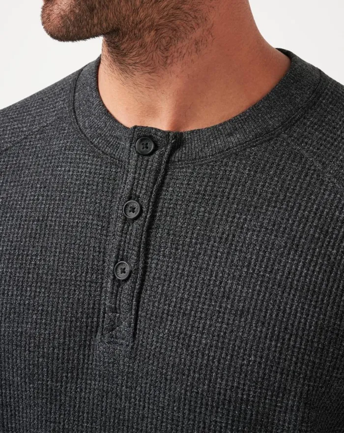 Men STORM BREW CLOUD WAFFLE HENLEY Heather Dark Grey TravisMathew Hoodies and Sweatshirts