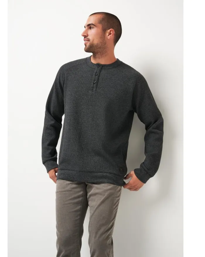 Men STORM BREW CLOUD WAFFLE HENLEY Heather Dark Grey TravisMathew Hoodies and Sweatshirts