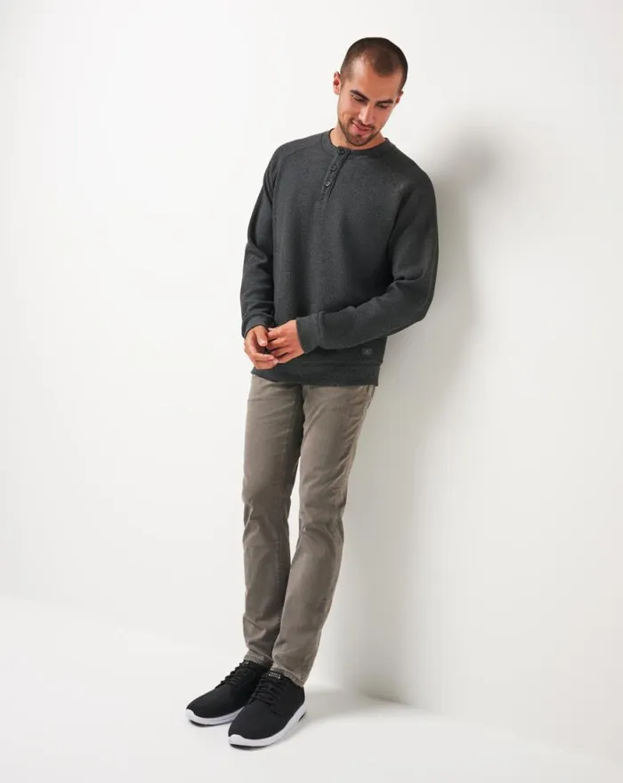 Men STORM BREW CLOUD WAFFLE HENLEY Heather Dark Grey TravisMathew Hoodies and Sweatshirts