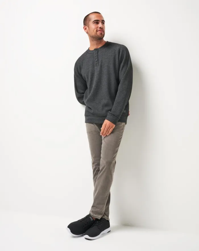 Men STORM BREW CLOUD WAFFLE HENLEY Heather Dark Grey TravisMathew Hoodies and Sweatshirts