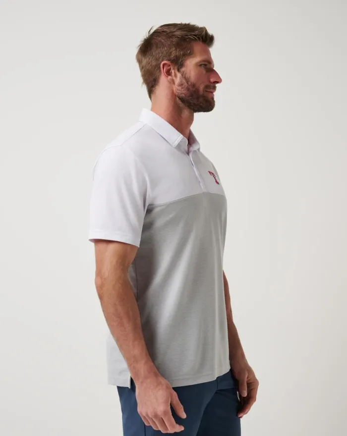 Men TEXAS RANGERS HOME RUN LEADER POLO Whiteheather Grey TravisMathew Polos