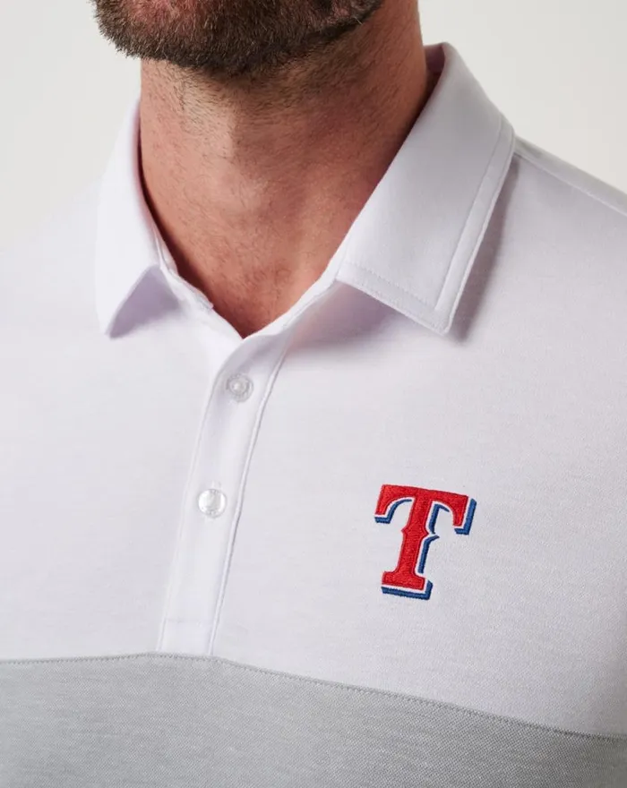 Men TEXAS RANGERS HOME RUN LEADER POLO Whiteheather Grey TravisMathew Polos