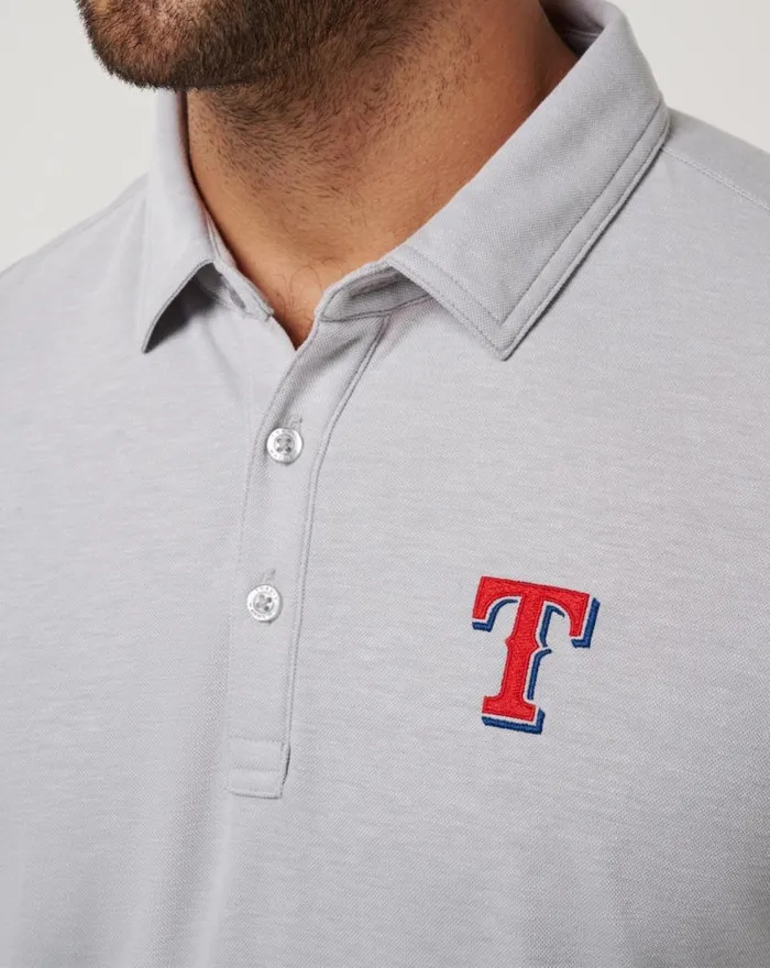 Men TEXAS RANGERS PLAYOFF PITCH POLO Heather Grey TravisMathew Polos