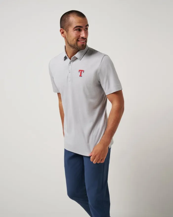 Men TEXAS RANGERS PLAYOFF PITCH POLO Heather Grey TravisMathew Polos