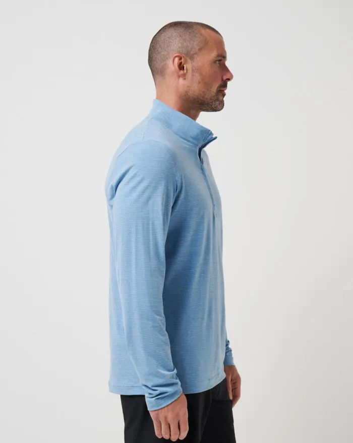 Men THE HEATER QUARTER ZIP Heather Blue TravisMathew Quarter Zips