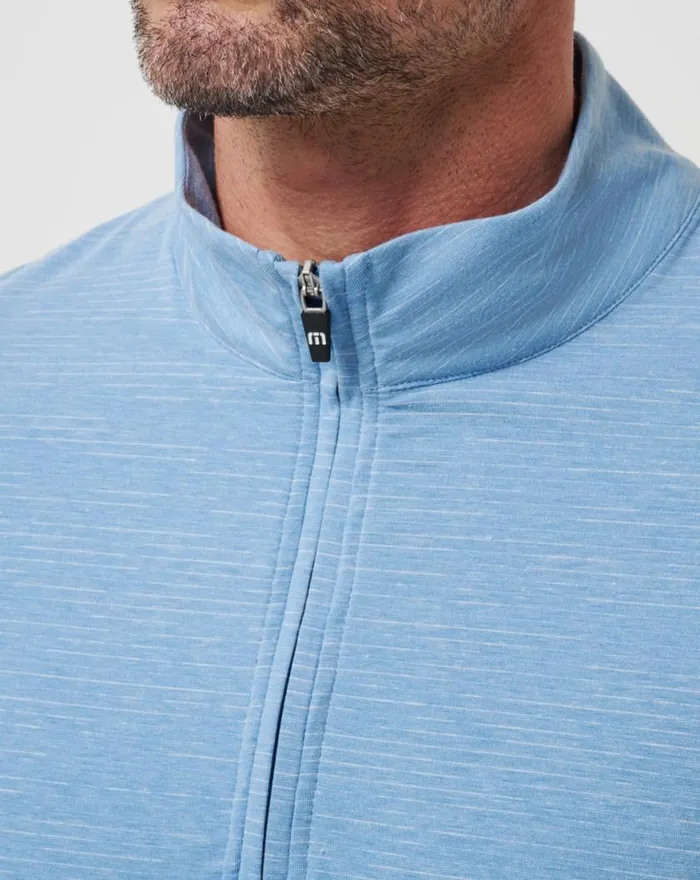 Men THE HEATER QUARTER ZIP Heather Blue TravisMathew Quarter Zips