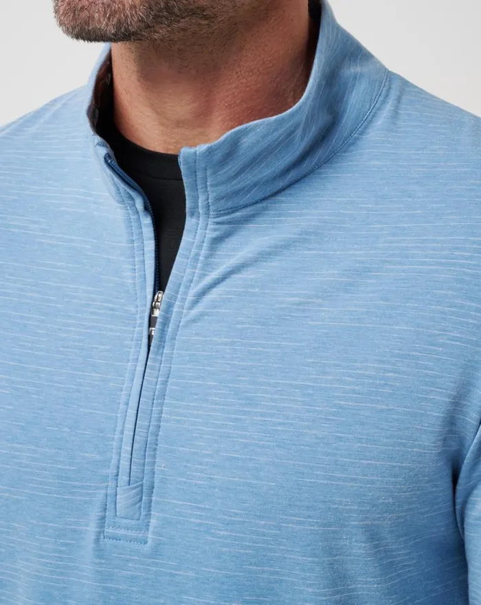 Men THE HEATER QUARTER ZIP Heather Blue TravisMathew Quarter Zips