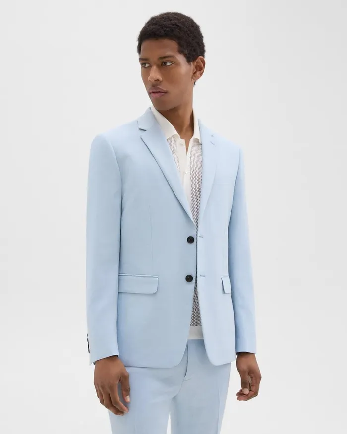 Men Theory Blazers Jackets Morton Slim Blazer In LinenViscose Skylight