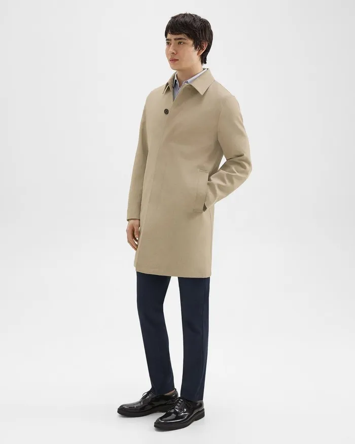 Men Theory Outerwear Car Coat In Cotton Twill Khaki