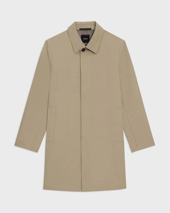 Men Theory Outerwear Car Coat In Cotton Twill Khaki