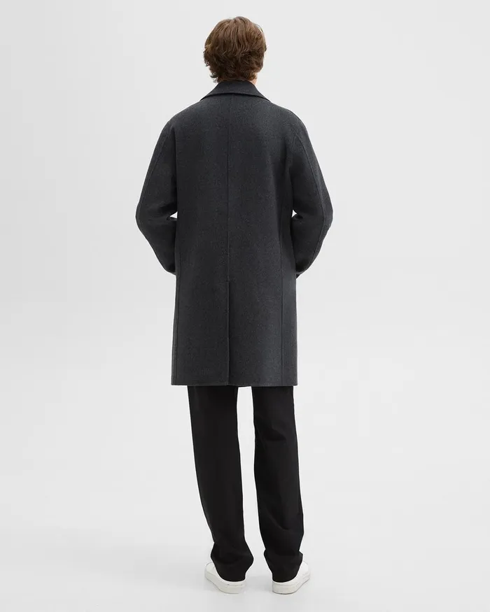 Men Theory Outerwear DoubleBreasted Coat In DoubleFace WoolCashmere Dark Charcoal Melange