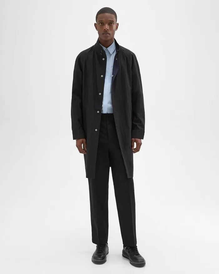 Men Theory Outerwear Reversible StandCollar Trench Coat Black