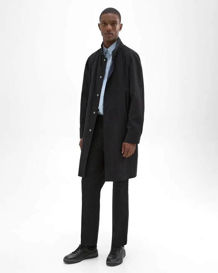 Men Theory Outerwear Reversible StandCollar Trench Coat Black